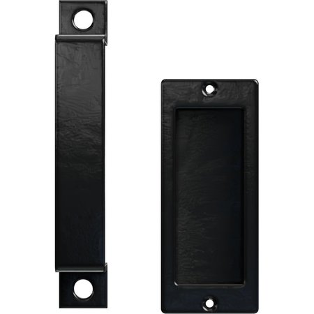 EKENA MILLWORK 7" Pull Handle & 6" Flush Pull for 2 1/4" Doors, Black GB6001PP5076BL